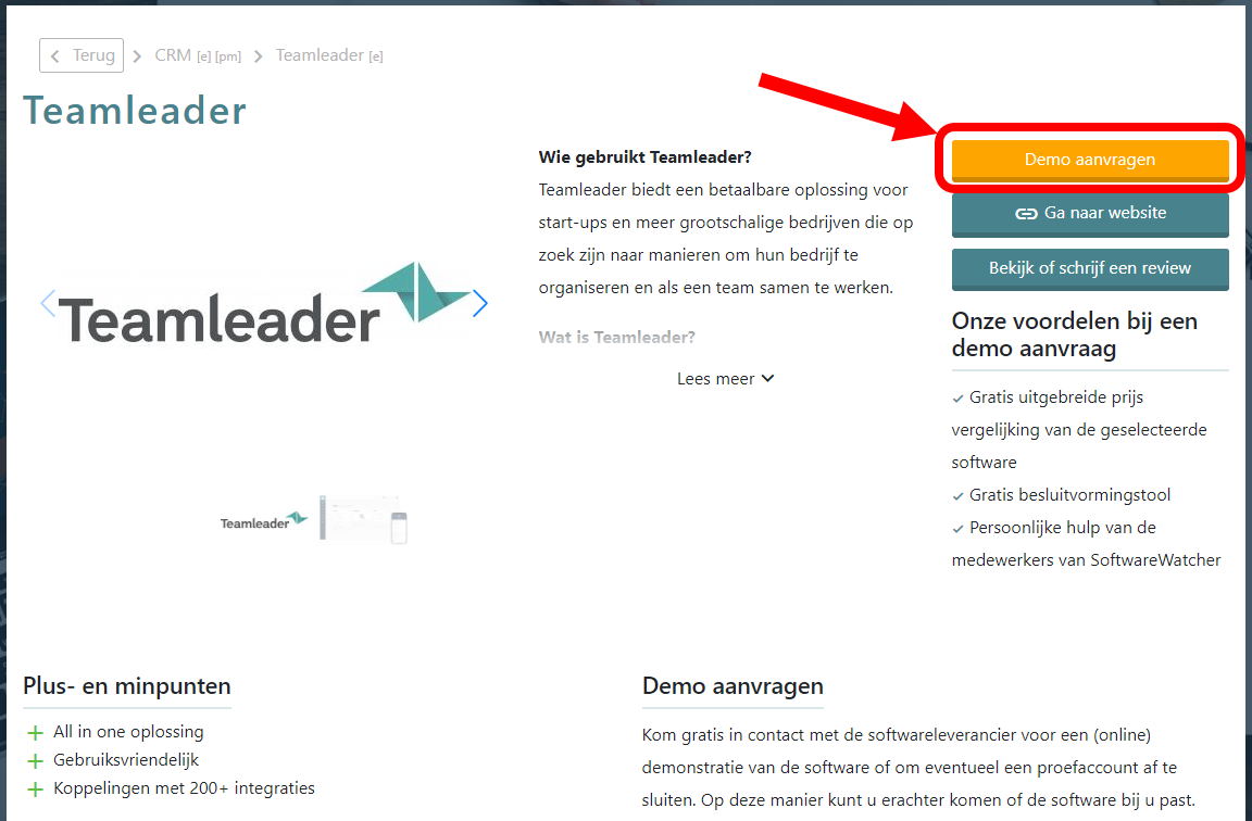 Software-Demo anfordern auf der Profilseite